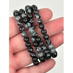 Snefnug Obsidian armbnd, 6 mm perler