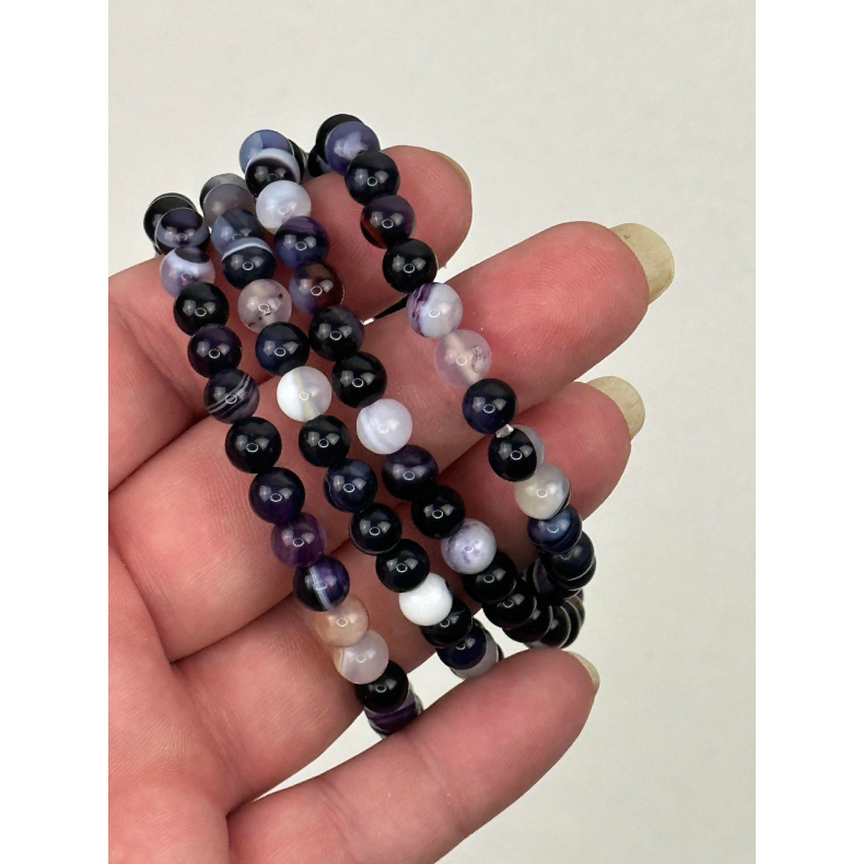 Lilla Agat armbnd, 6 mm perler