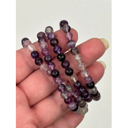 Lilla Fluorit armbnd, 6 mm perler