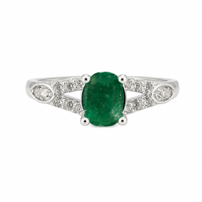 Smaragd sten i s�lv ring 