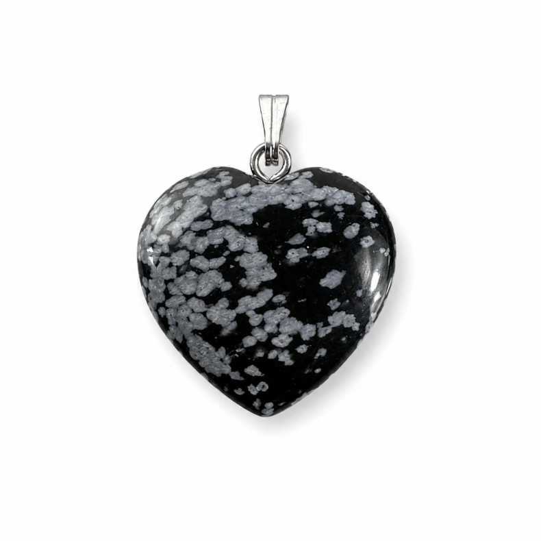 Snefnug Obsidian Hjerte Vedh�ng 