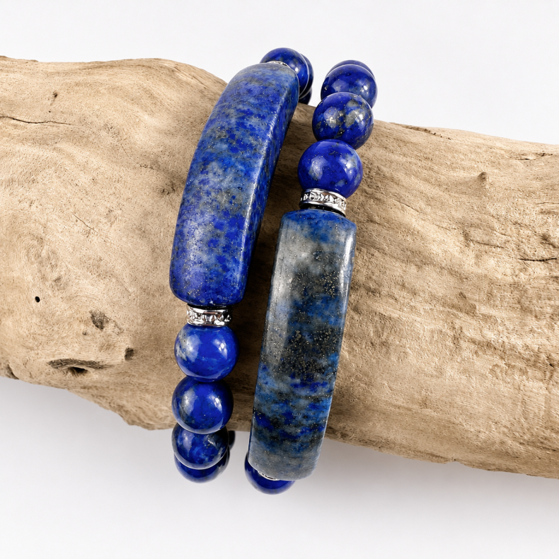 Lapis Lazuli justerbart armb�nd m. l�s, 8 mm perler
