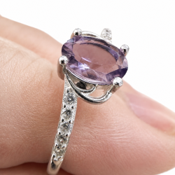 Ametyst Sten i s�lv ring 