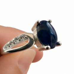 Safir sten i s�lv ring 