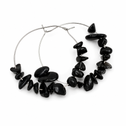 Sort Obsidian �reringe med chips 
