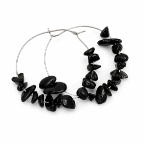 Sort Obsidian �reringe med chips 