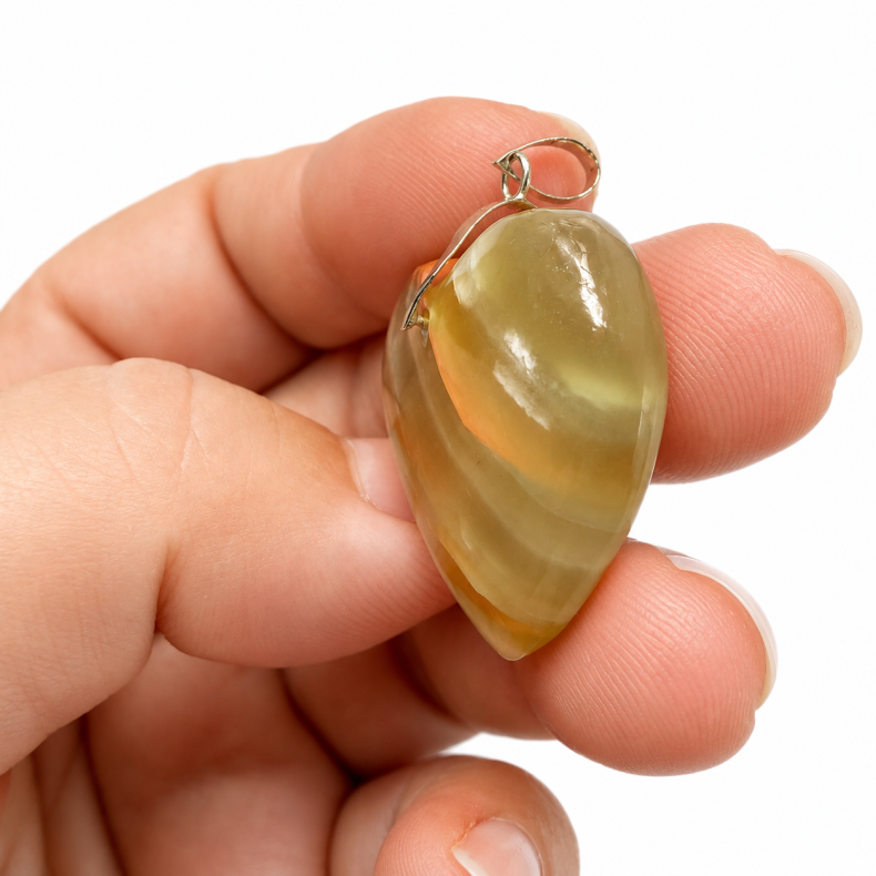 Gr�n Onyx Hjerte vedh�ng 