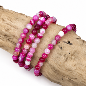 Pink Agat armb�nd, 6 mm perler
