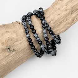 Snefnug Obsidian armb�nd, 6 mm perler