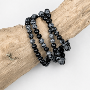Snefnug Obsidian armb�nd, 6 mm perler