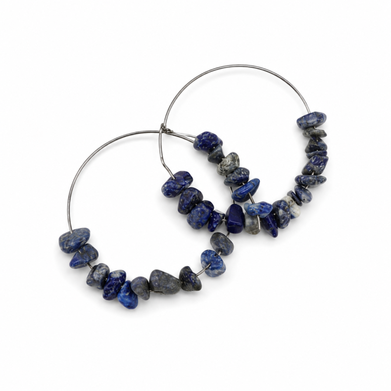 Lapis Lazuli �reringe med chips 