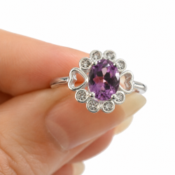 Ametyst Sten i s�lv ring 