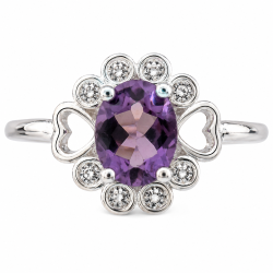 Ametyst Sten i s�lv ring 