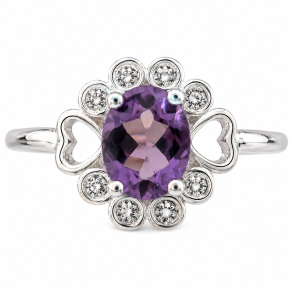 Ametyst Sten i s�lv ring 