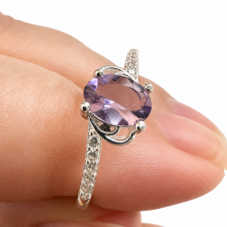 Ametyst Sten i s�lv ring 