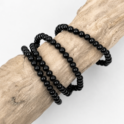 Sort Obsidian armb�nd, 4 mm perler