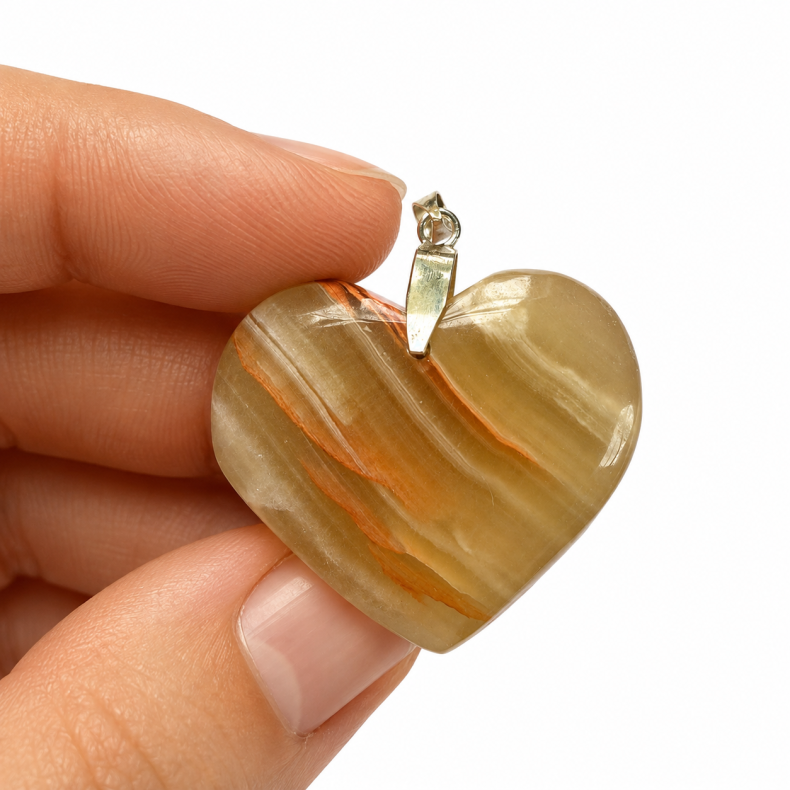 Gr�n Onyx Hjerte vedh�ng 