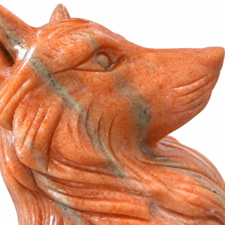 Orange Calcit Ulve Hoved 