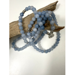 Celestit lang halsk�de 8 mm