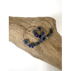 Lapis Lazuli �reringe med chips 