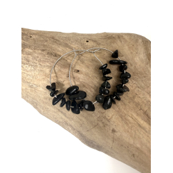 Sort Obsidian �reringe med chips 