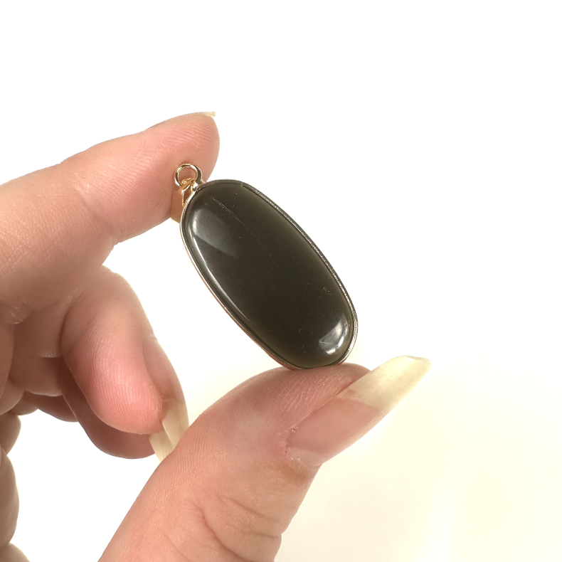 Sort Obsidian vedhng med Ldersnor 