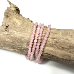Rosakvarts armbnd, 4 mm