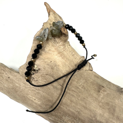 Labradorit armbnd, med chips og snor 