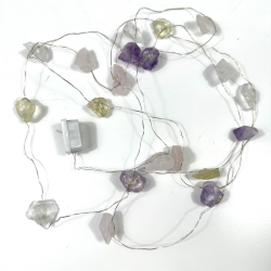 Ametyst, bjergkrystal, rosakvarts og citrin lyskde 2 Meter 