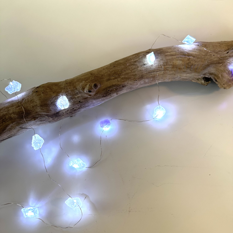 Ametyst, bjergkrystal, rosakvarts og citrin lyskde 2 Meter 