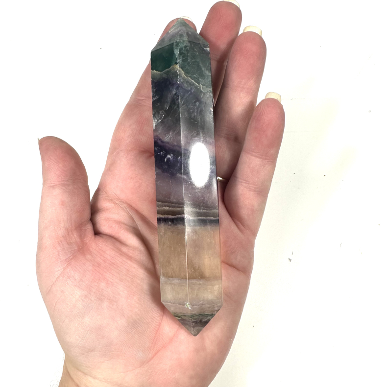 Regnbue Fluorit med dobbelt spids 