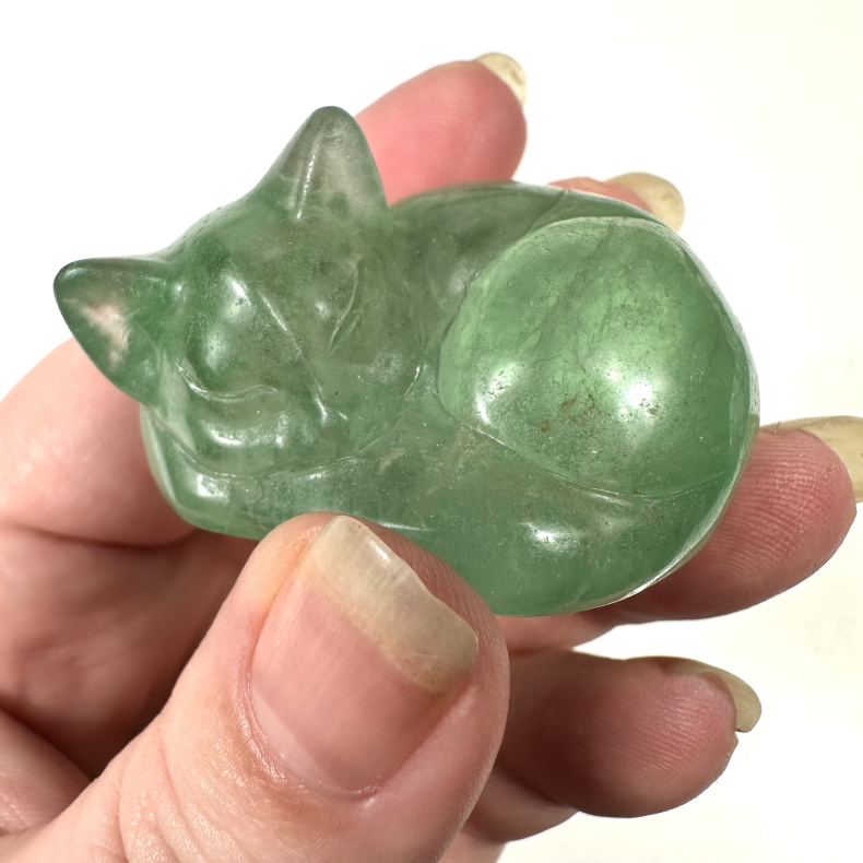 Grn Fluorit, sovende kat stor 
