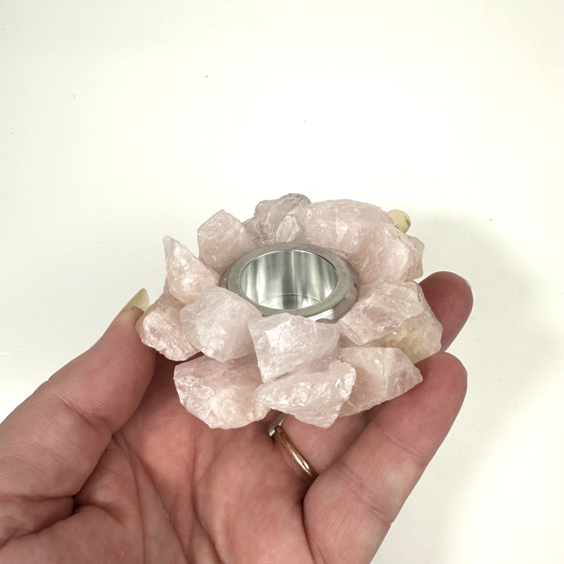 Rosakvarts lysestage i r