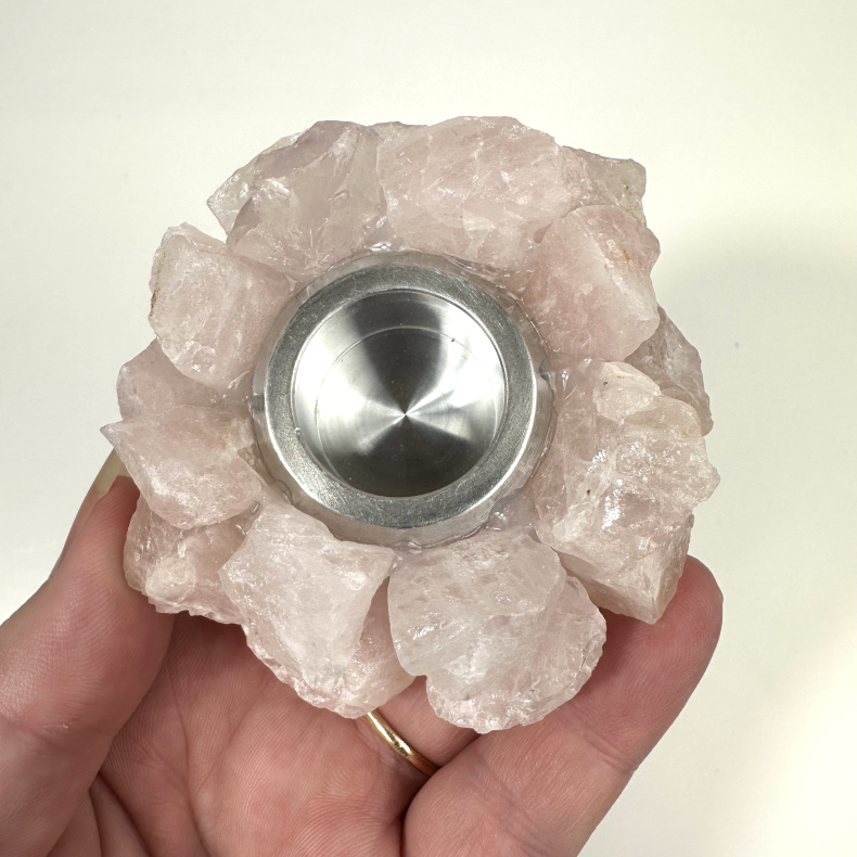 Rosakvarts lysestage i r