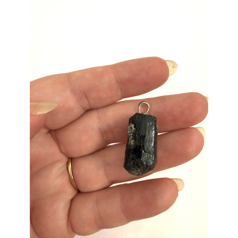 Sort Turmalin Vedh�ng i s�lv 