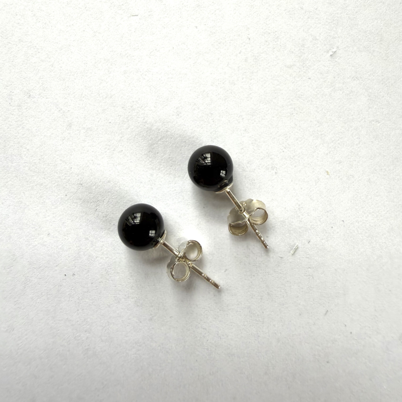 Sort Onyx �restikker i s�lv 