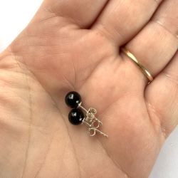 Sort Onyx �restikker i s�lv 