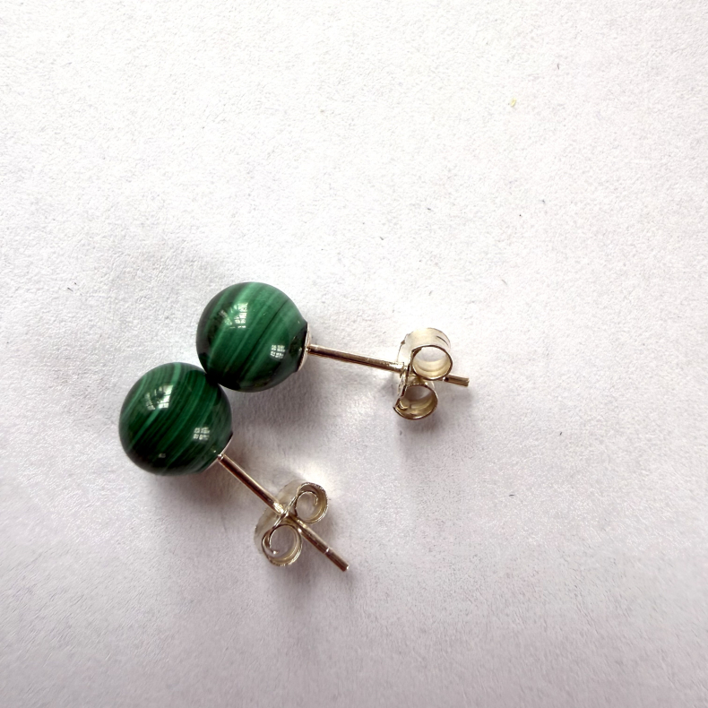 Malakit �restikker i s�lv 