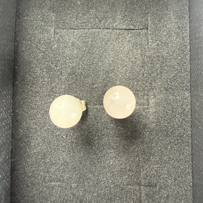 Rosakvarts �restikker i s�lv 