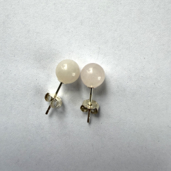 Rosakvarts �restikker i s�lv 