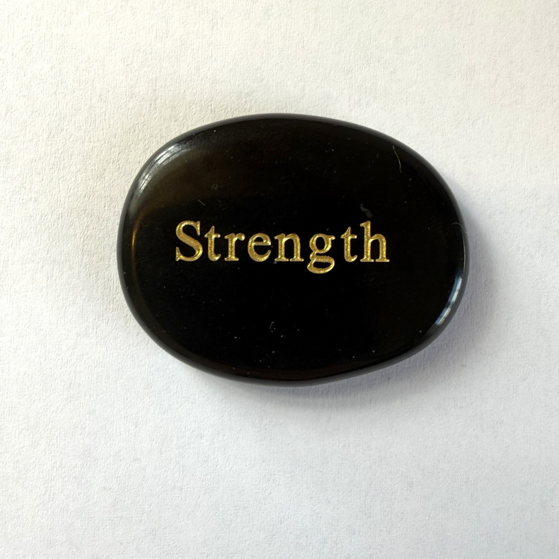 Sort Obsidian Sten m tekst 