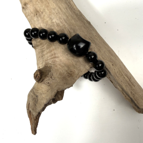 Sort Obsidian armb�nd m kattehoved 