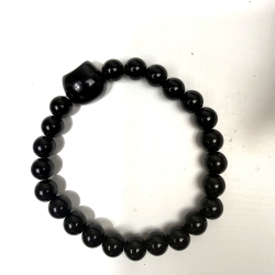 Sort Obsidian armb�nd m kattehoved 