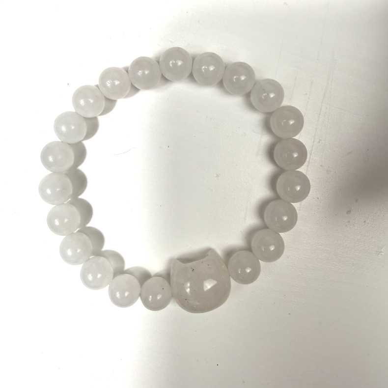 Bjergkrystal Armb�nd m kattehoved 