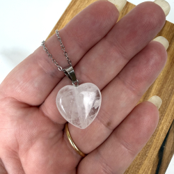 Bjergkrystal Hjerte vedh�ng i k�de 